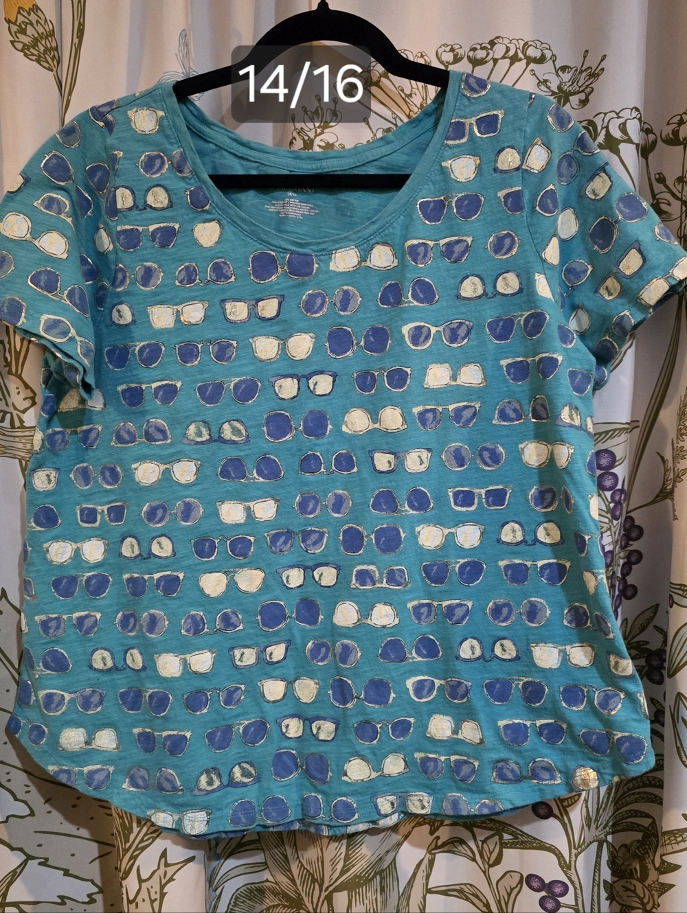 Women’s Teal Sunglasses Print Tee